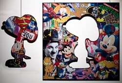 Snoopy is Charlie by Auguste - Original Glazed Mixed Media on Aluminium sized 39x39 inches. Available from Whitewall Galleries